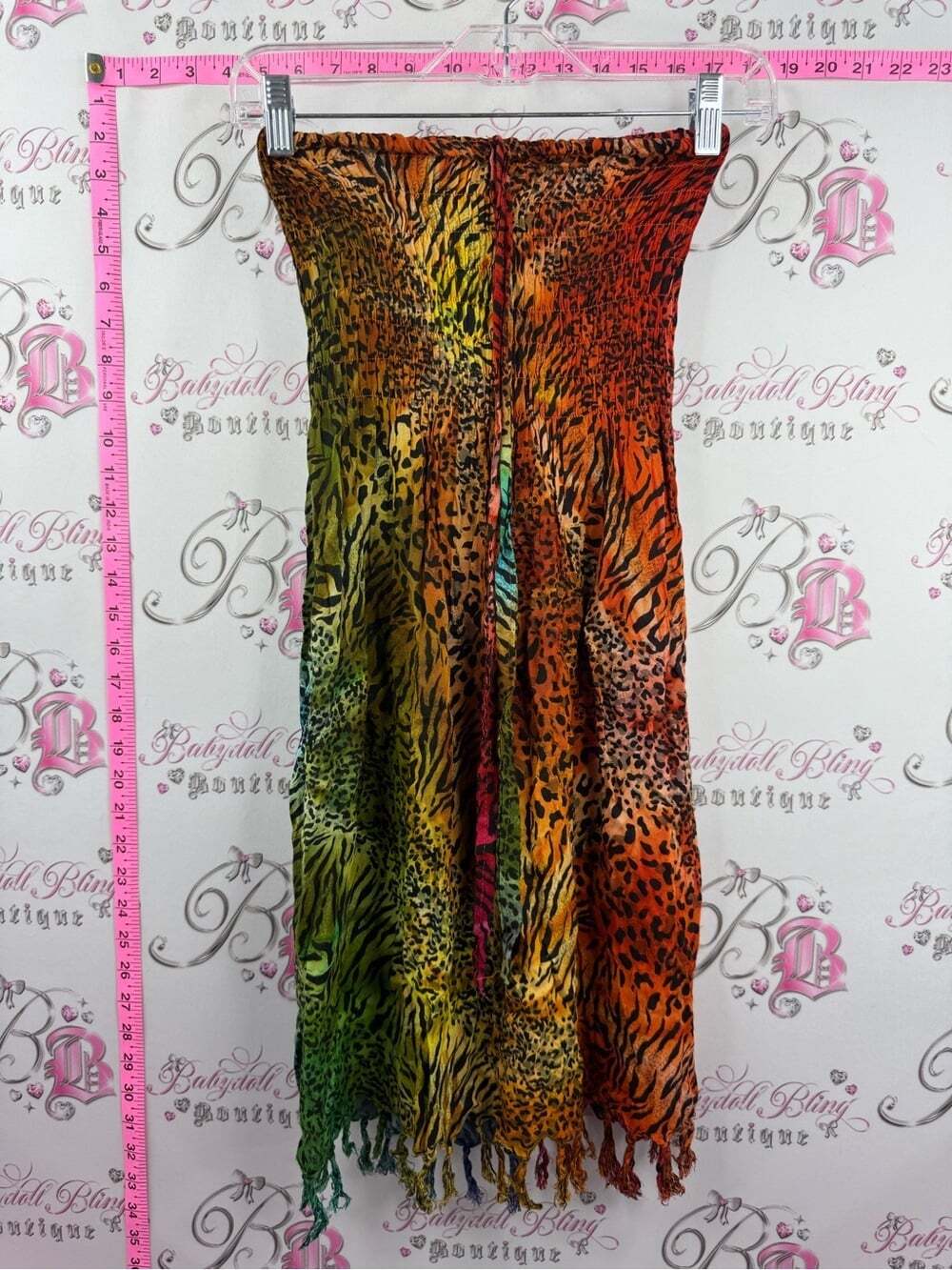 Dress strapless boho tie dye Multicolor Animal Print Strapless Summer Dress